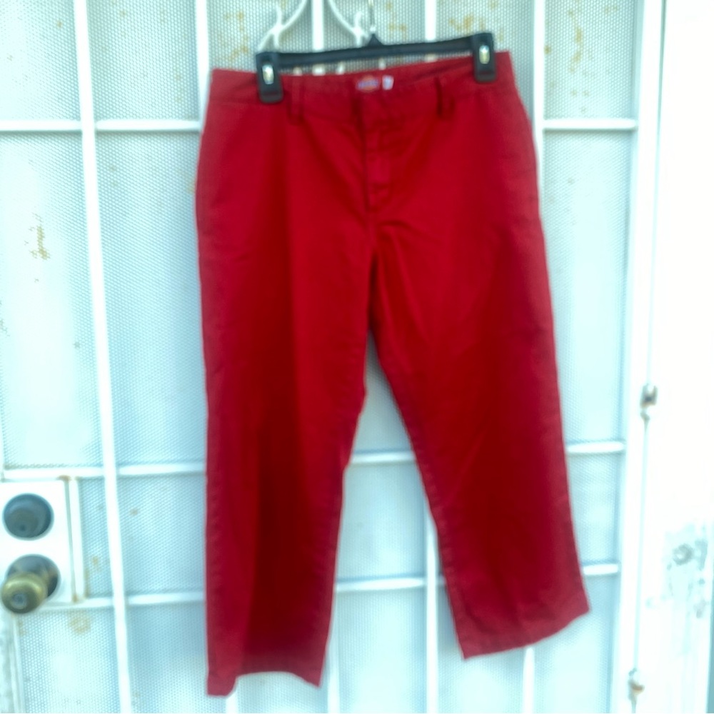 Dickies Women’s Red Capris Size 6 Style 875G W32 L24 Cotton/Poly Pockets